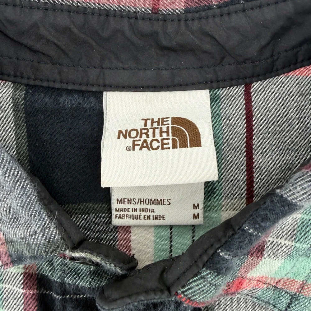 The North Face Mens Plaid Flannel Shirt Mint Green Black Long‎ Sleeve Medium